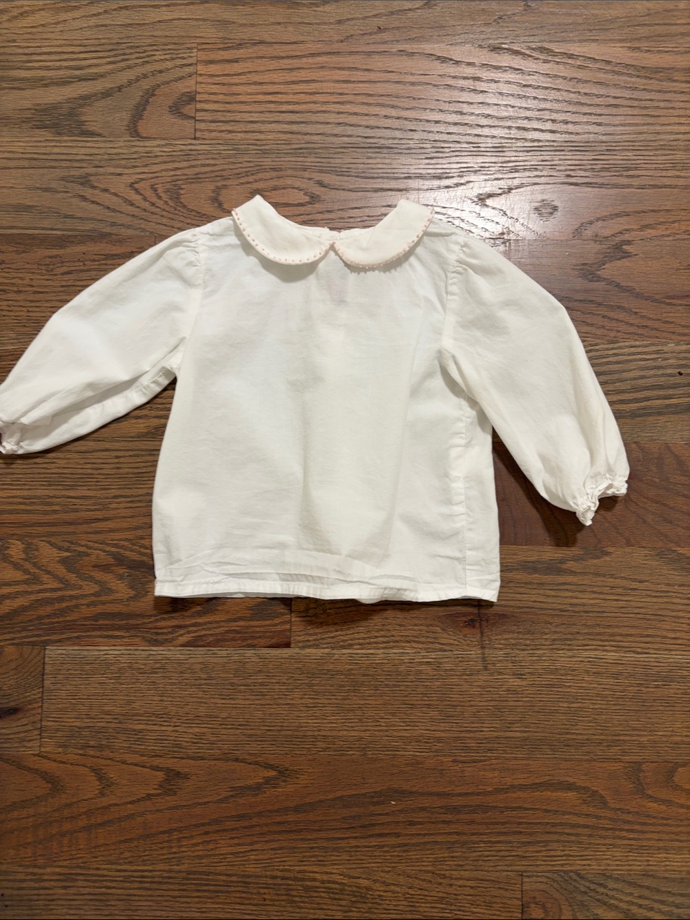Sophie and Lucas 12M Classic White with pink stitching Peter Pan Collar Top EUC